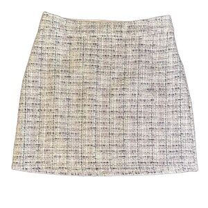 LOFT size 6 light pink and blue multi colored tweed woven skirt with side zipper